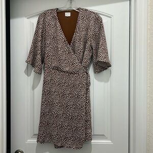 Dee Elly by VICI Jora Brown Spotted Wrap Dress